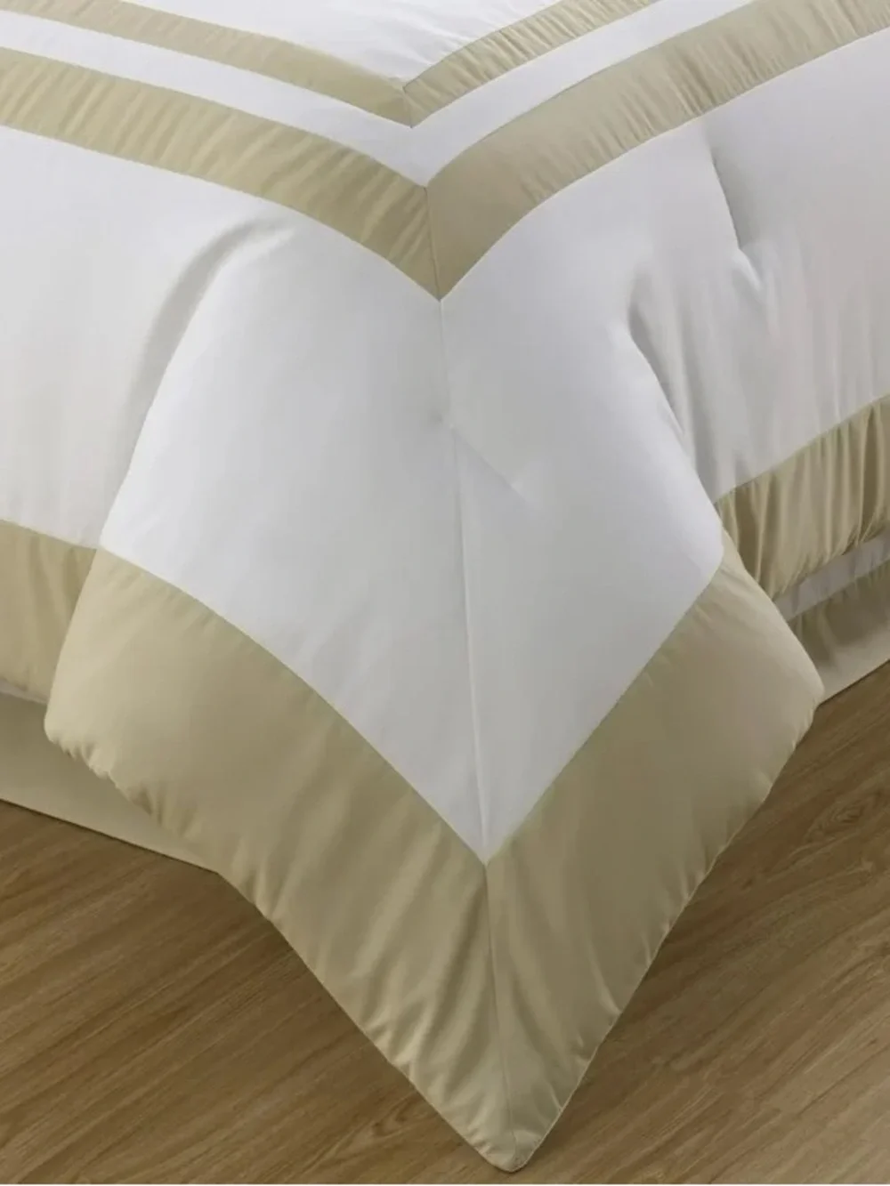 Luxury White and Beige Full 7 piece Hotel-Style Comforter Set